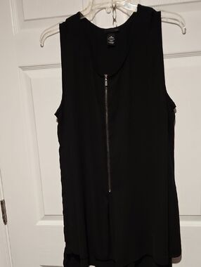Catherines Black Women's Top with Zip Front Accent